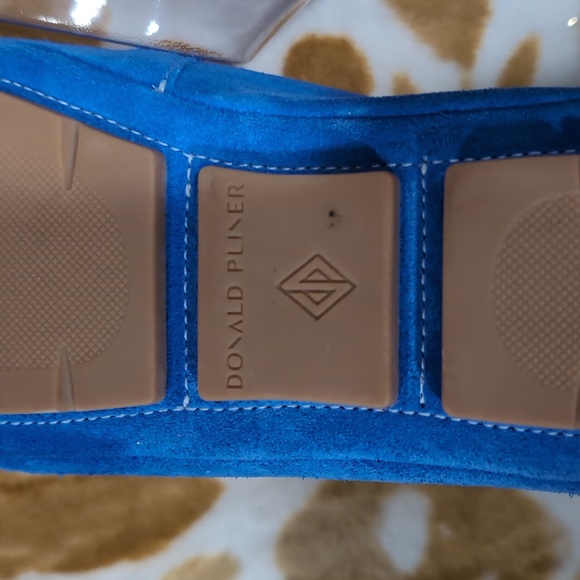 Donald Pliner Blue silver and  Loafers with Suede Texture and Chain Detail - Picture 4 of 7